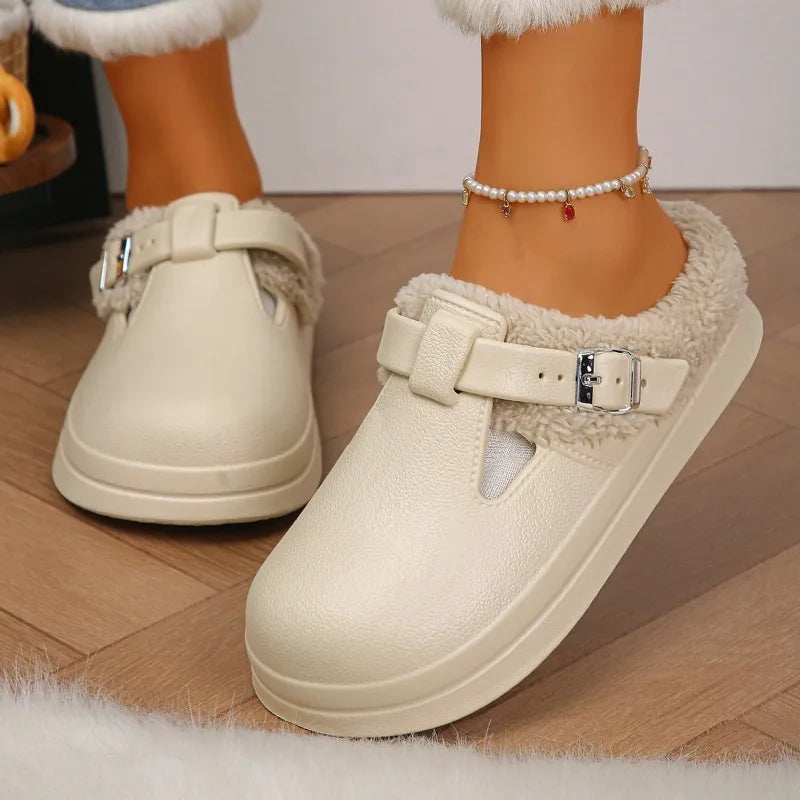 Waterproof Eva Furry Mules Slippers Women 2025