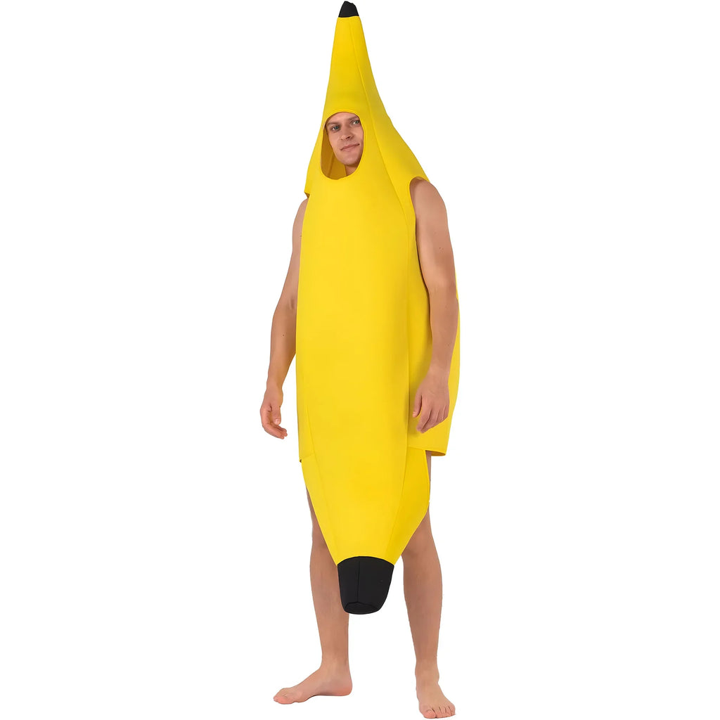 Halloween Adult Funny Cosplay Fruit Vegetable Costume Banana Carnival Dress