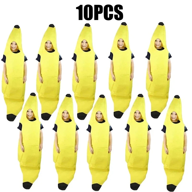 Halloween Adult Funny Cosplay Fruit Vegetable Costume Banana Carnival Dress