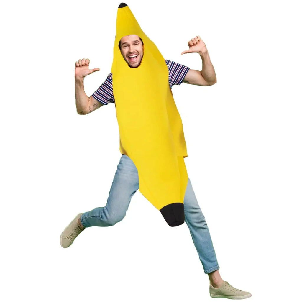 Halloween Adult Funny Cosplay Fruit Vegetable Costume Banana Carnival Dress