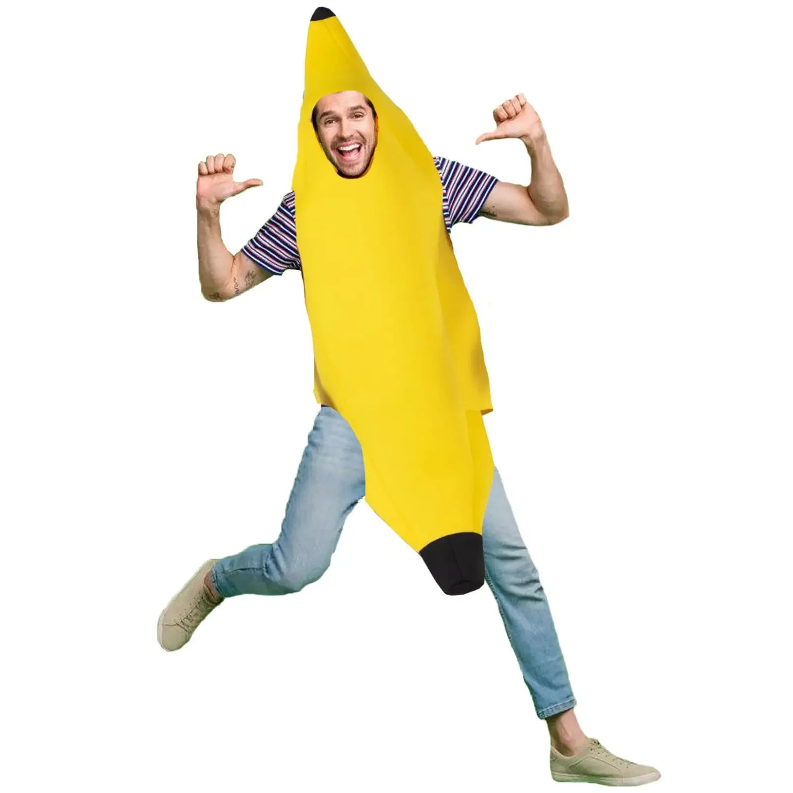 Halloween Adult Funny Cosplay Fruit Vegetable Costume Banana Carnival Dress
