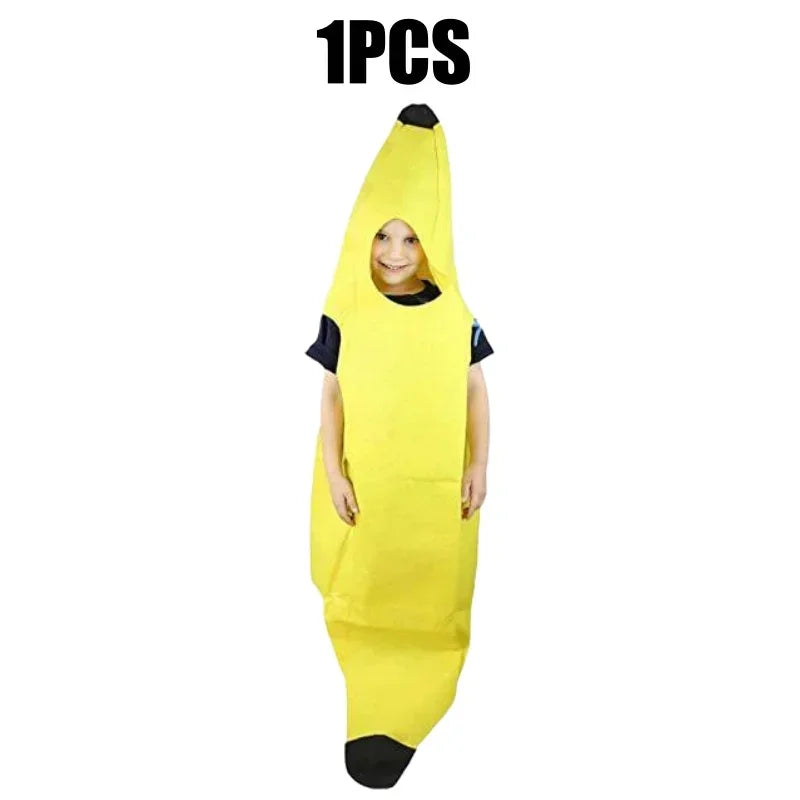 Halloween Adult Funny Cosplay Fruit Vegetable Costume Banana Carnival Dress