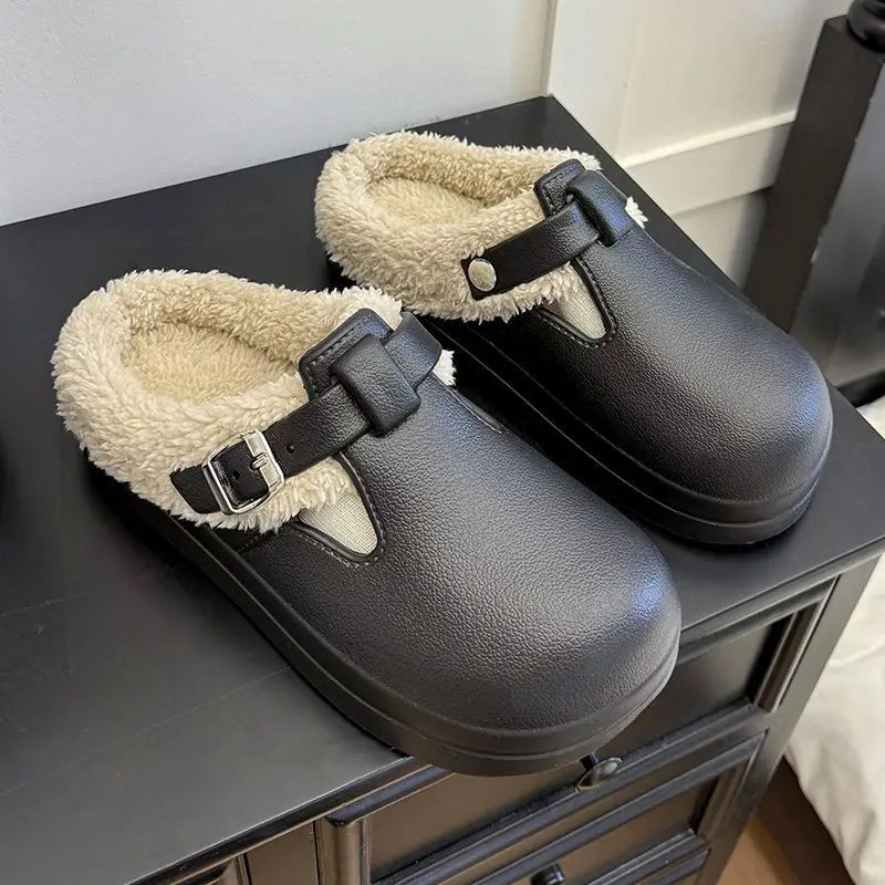 Waterproof Eva Furry Mules Slippers Women 2025