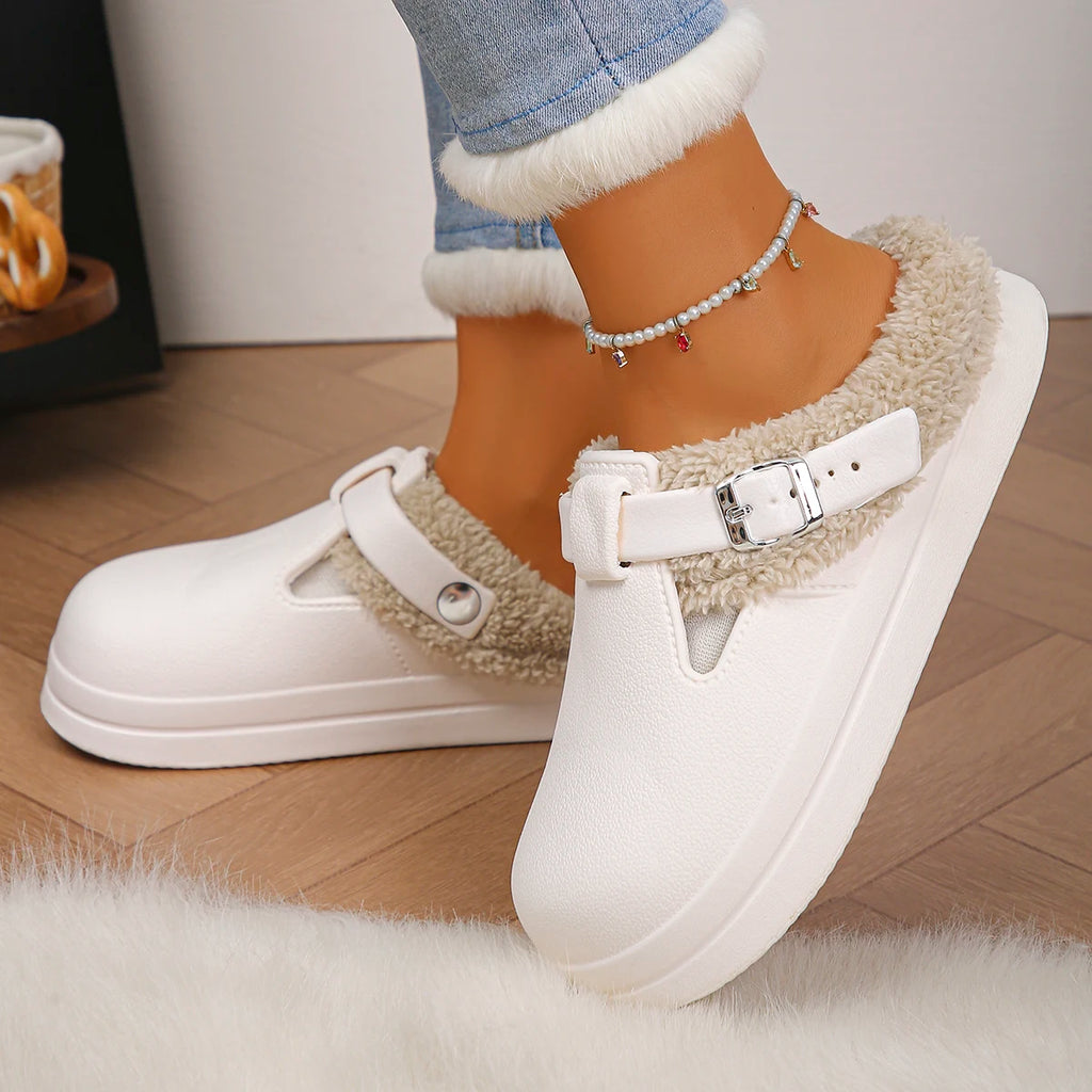 Waterproof Eva Furry Mules Slippers Women 2025