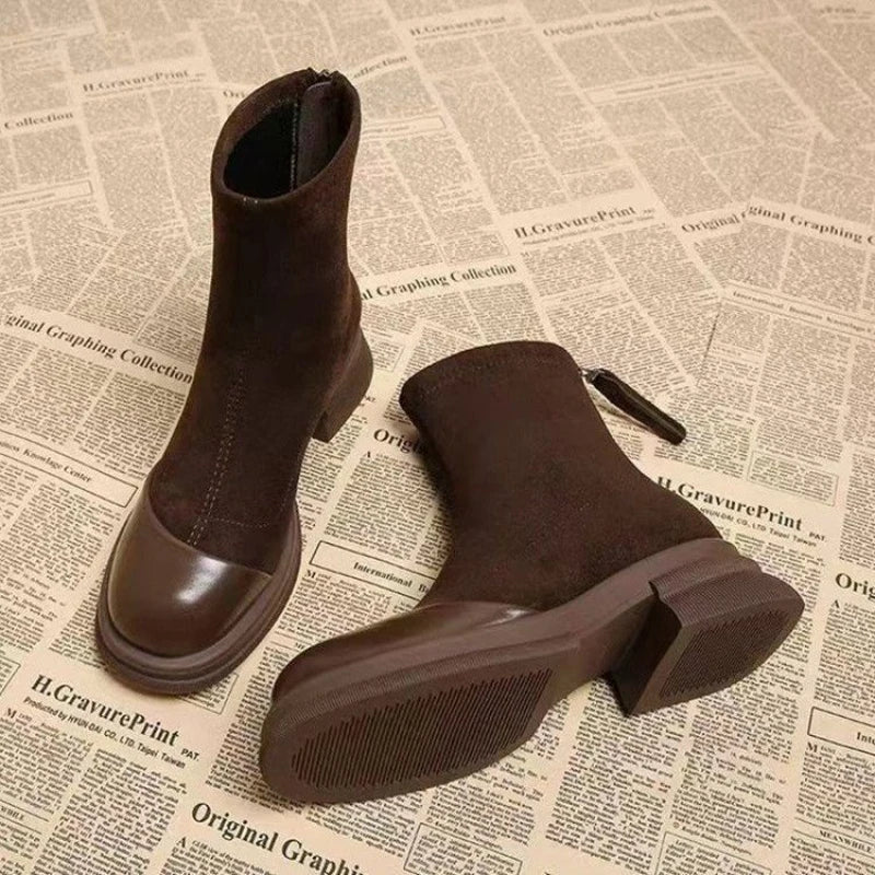 Women Patchwork Ankle Short Boots