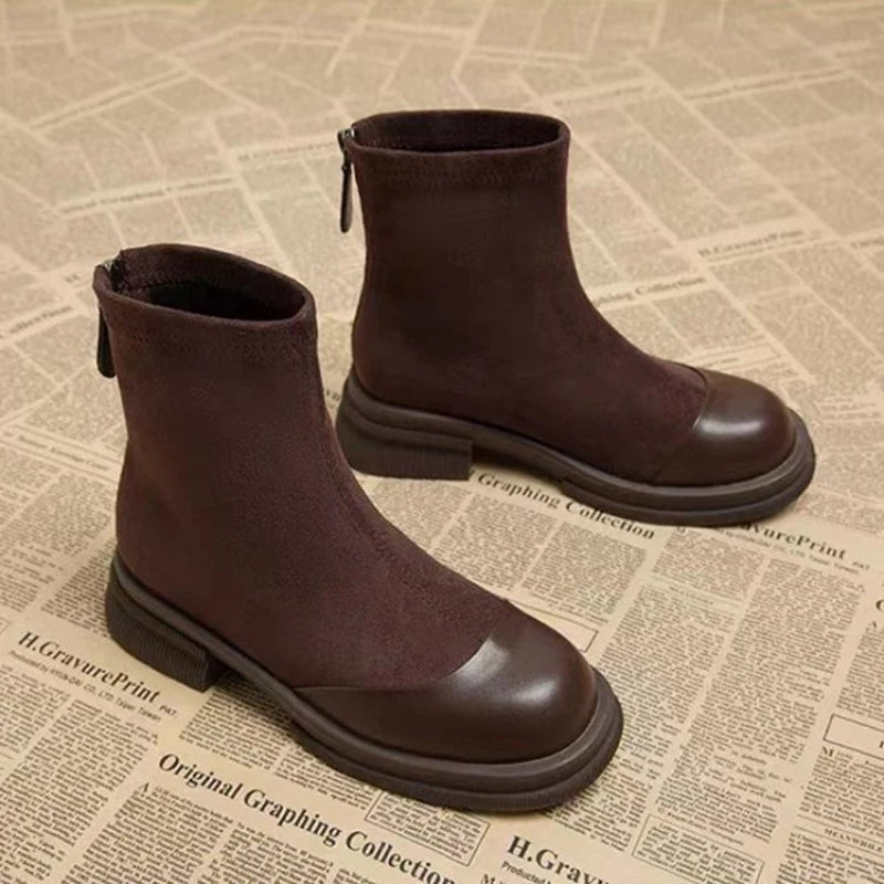 Women Patchwork Ankle Short Boots