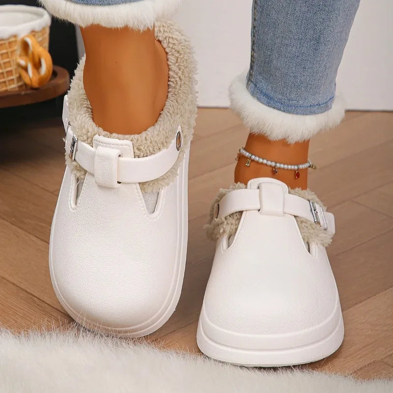 Waterproof Eva Furry Mules Slippers Women 2025