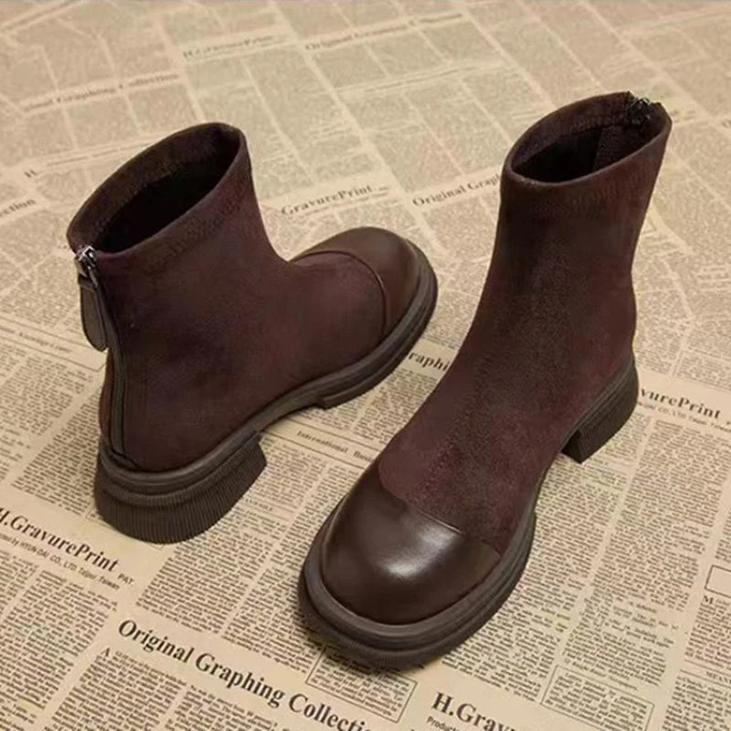 Women Patchwork Ankle Short Boots