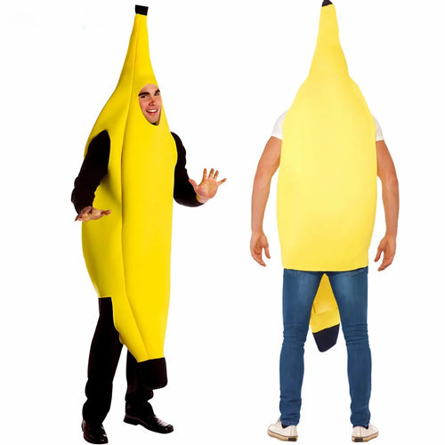 Halloween Adult Funny Cosplay Fruit Vegetable Costume Banana Carnival Dress