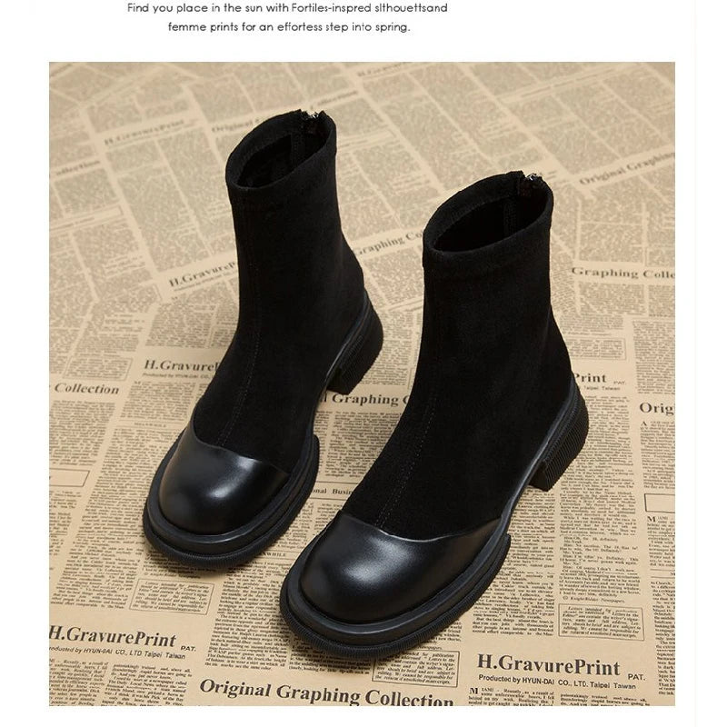 Women Patchwork Ankle Short Boots