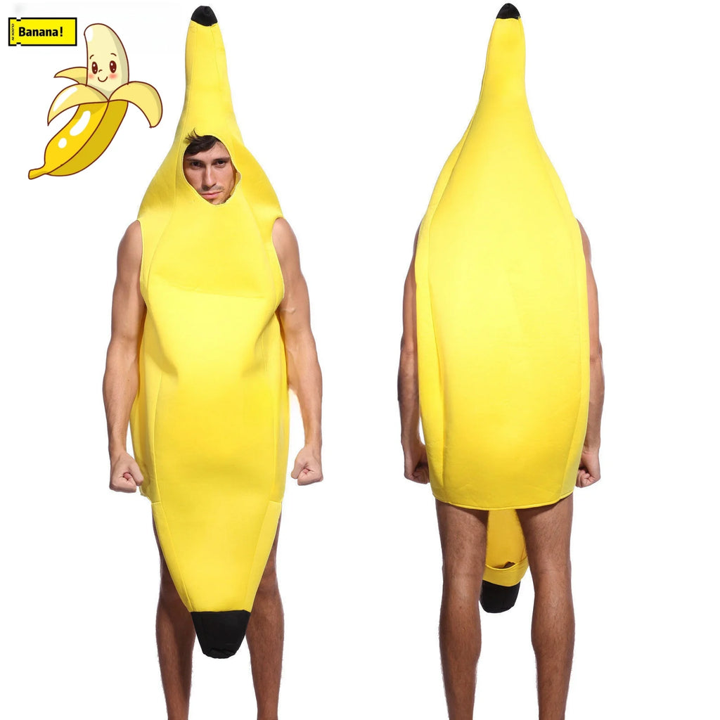 Halloween Adult Funny Cosplay Fruit Vegetable Costume Banana Carnival Dress