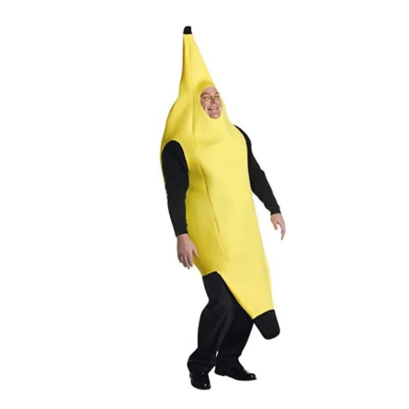 Halloween Adult Funny Cosplay Fruit Vegetable Costume Banana Carnival Dress