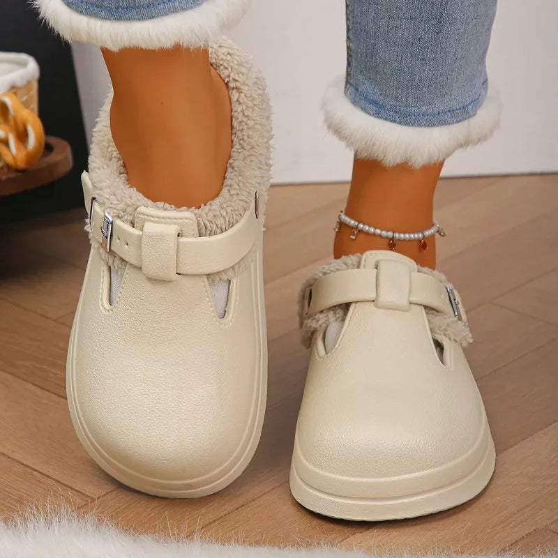 Waterproof Eva Furry Mules Slippers Women 2025